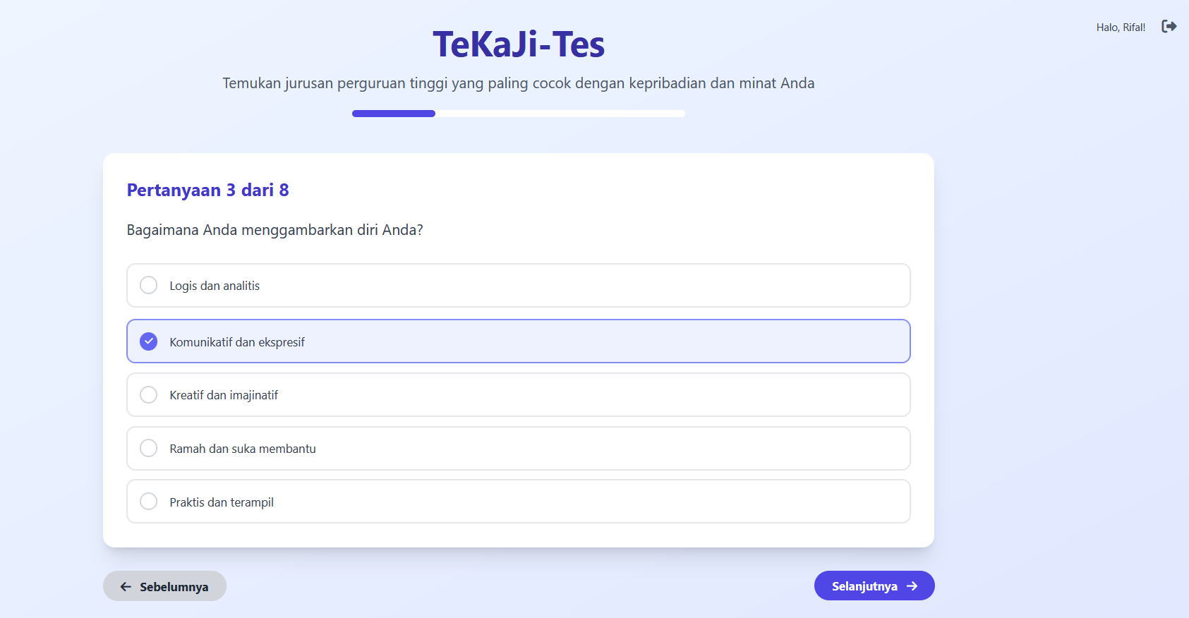 Gambar Proyek Pengembangan Website TeKaJi: Tes Kecocokan Jurusan Masuk Perguruan Tinggi